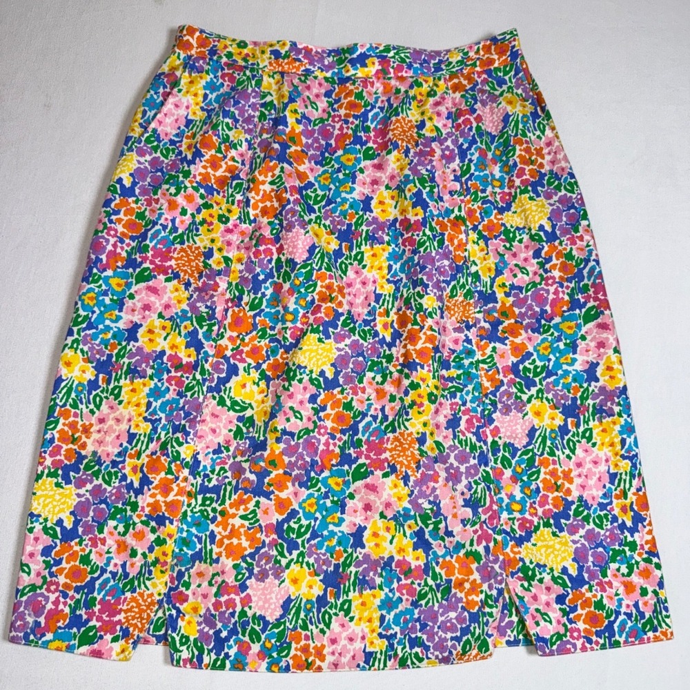 Sandpiper Classics Vintage Floral Midi Skirt Cotton Blend Made in USA 10I'm